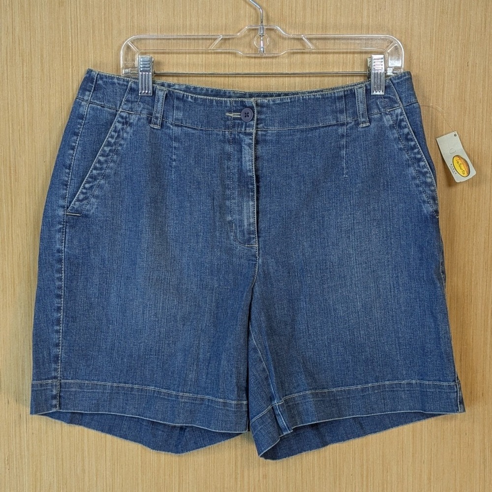 Talbots‎ Woman Petites Denim Mom Shorts 12WP Medium Wash Stretch Blue New
